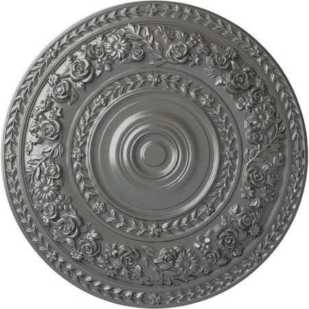 Ekena Millwork Rose Ceiling Medallion (Fits Canopies up to 13 1/2"), Hand-Painted Silver, 33 7/8"OD x 2 3/8"P CM33ROSLS